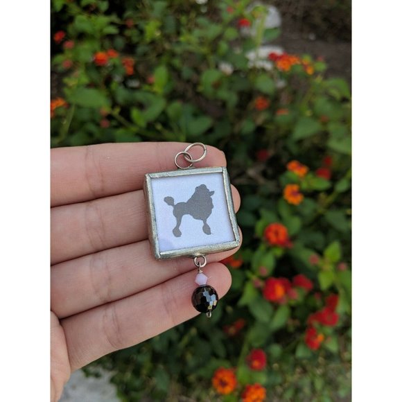 Handmade Soldered Glass Poodle Dog Charm Pendant - Picture 5 of 7